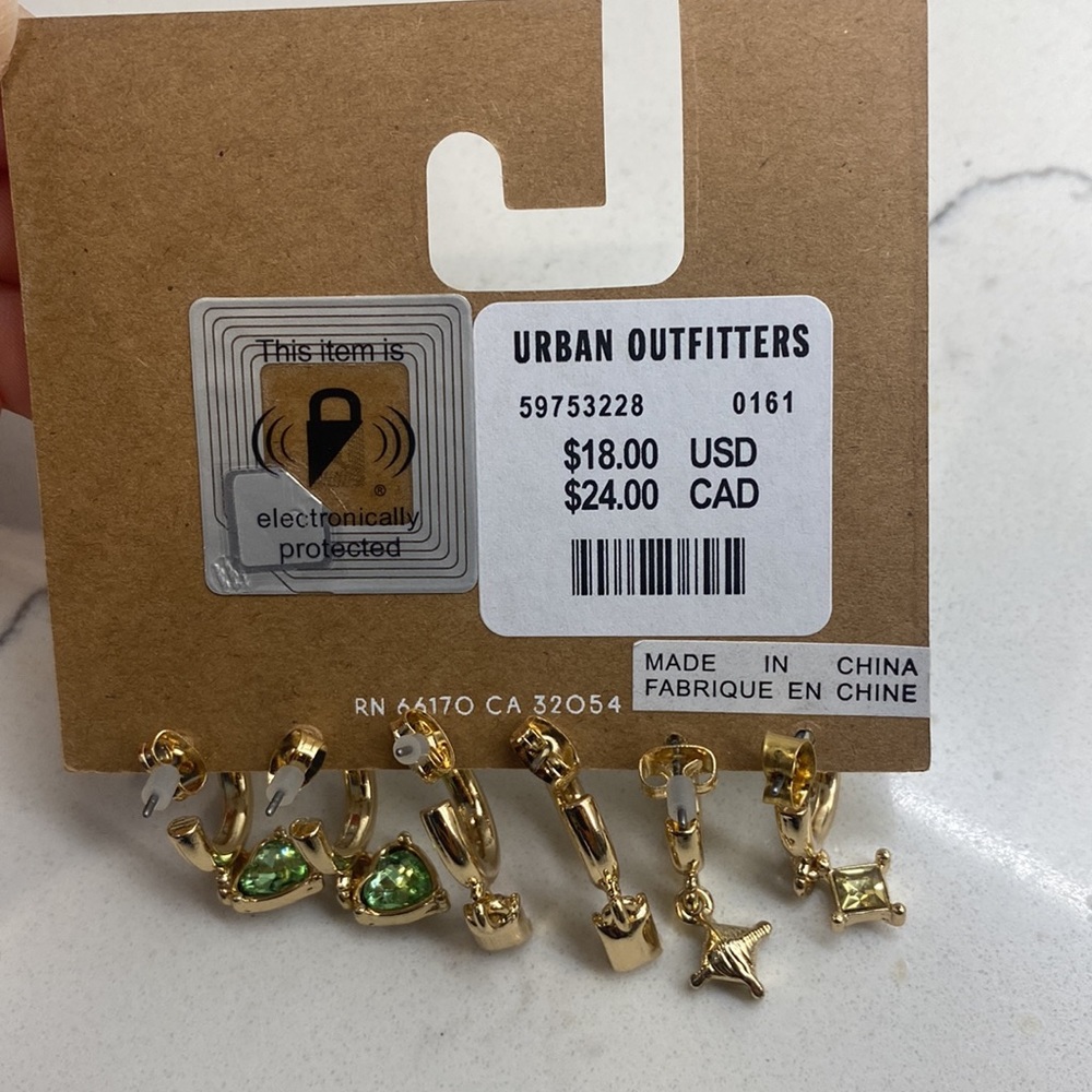 Pack of Gold Hoops with Gem Charms - Picture 3 of 4